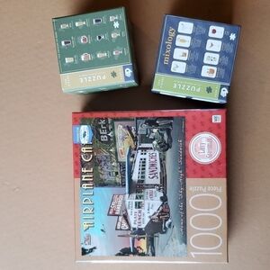 3 Puzzle combo Airplane Cafe, Origin of Beer & Mixology .NIB sealed